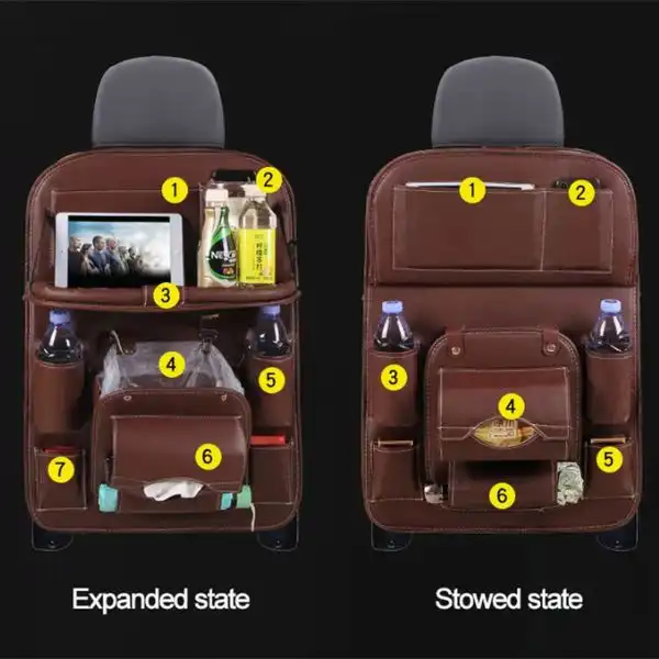 Back Seat Leather Car Storage Bag Waterproof Car Organizer