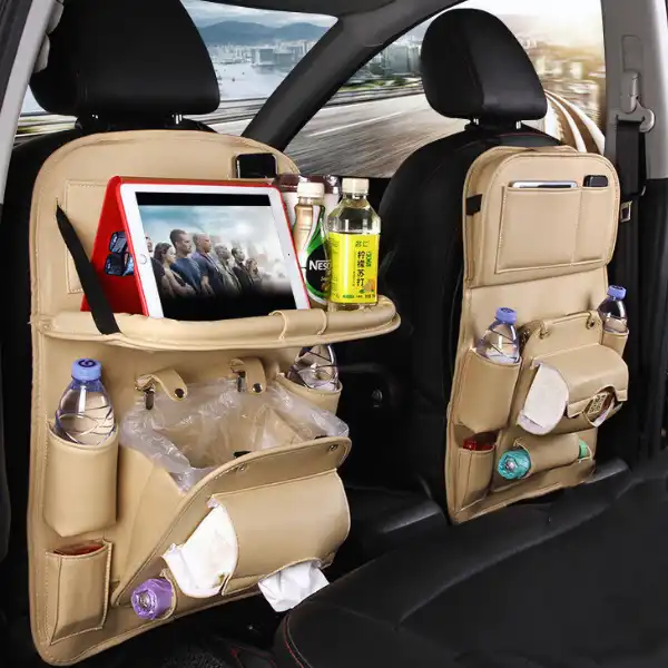 Back Seat Leather Car Storage Bag Waterproof Car Organizer