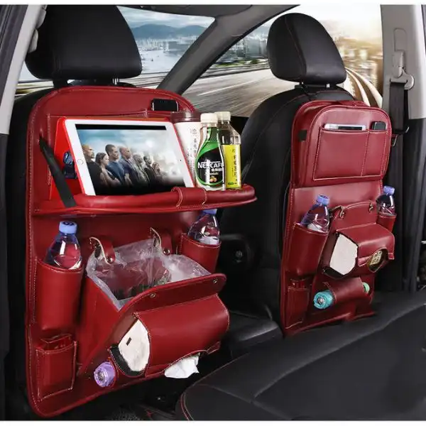 Back Seat Leather Car Storage Bag Waterproof Car Organizer