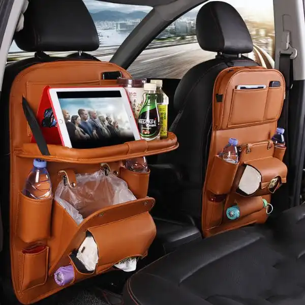 Back Seat Leather Car Storage Bag Waterproof Car Organizer
