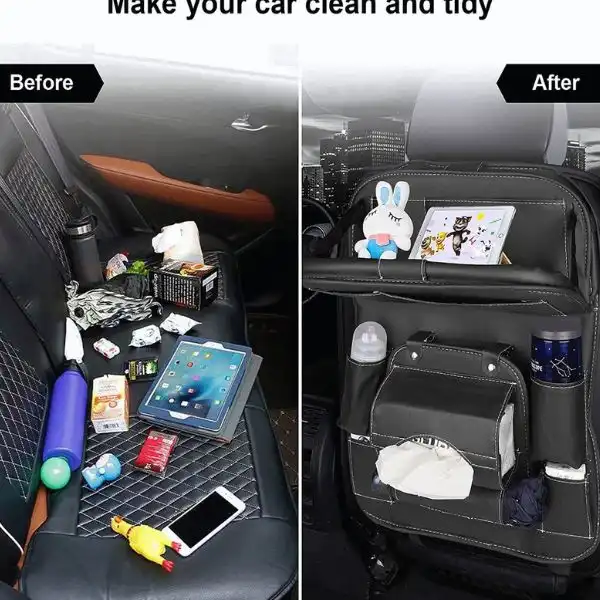 Back Seat Leather Car Storage Bag Waterproof Car Organizer
