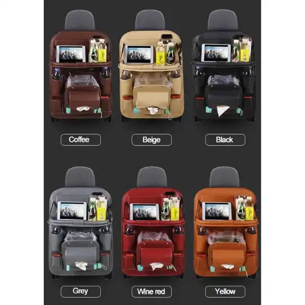 Back Seat Leather Car Storage Bag Waterproof Car Organizer