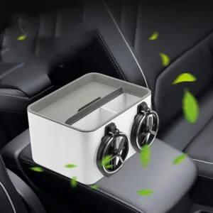 Car Armrest Organizer - Tissue Box & Dual Cup Holder