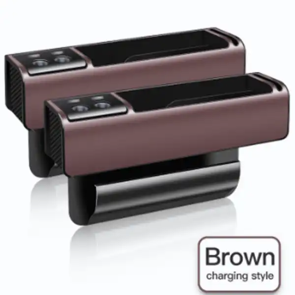 Car Premium Seat Gap Storage Box (2) Premium Car Seat Gap Storage Box with Charging Ports