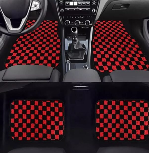 Checkerboard Car Foot Dustproof Universal Mat