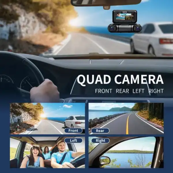 Hainatech 360 Degree View 4 Channel Dash Cam, Free 128G Card