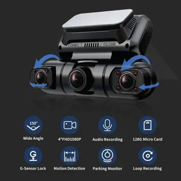 Hainatech 360 Degree View 4 Channel Dash Cam, Free 128G Card