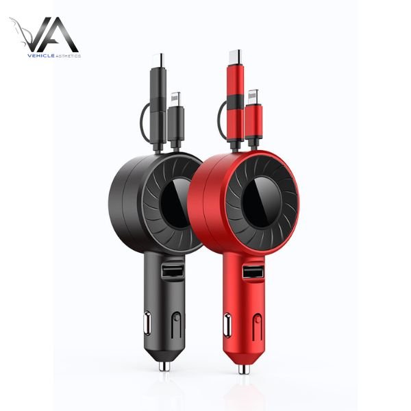 Car mobile phone car charger fast charge (8) Retractable Car Charger