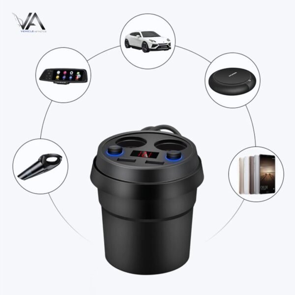 Multi-function Cigarette Lighter Digital Display Multi-mouth Cup Type Car Mobile Phone Car Charger (2) Multi-mouth Car Charger