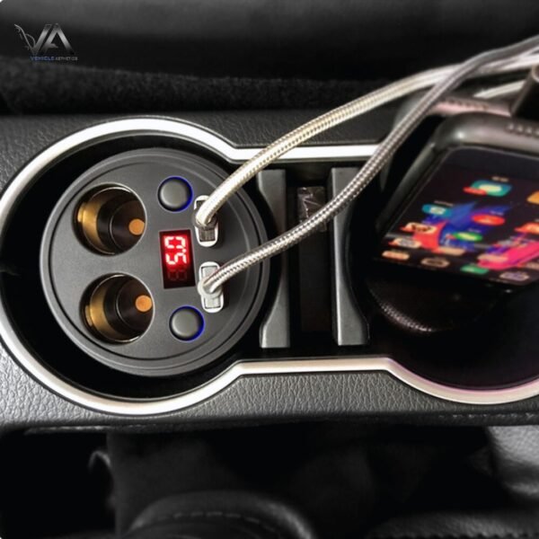 Multi-function Cigarette Lighter Digital Display Multi-mouth Cup Type Car Mobile Phone Car Charger (5) Multi-Port Car Charger