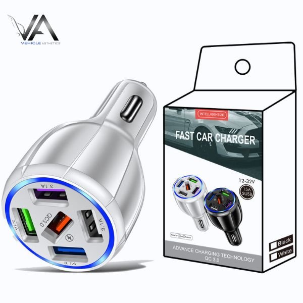 QC30 Car Mobile Phone 5usb Car Charger (1) Automotive USB Charger