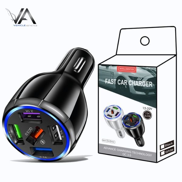 QC30 Car Mobile Phone 5usb Car Charger (4) QC3.0 Car Charger