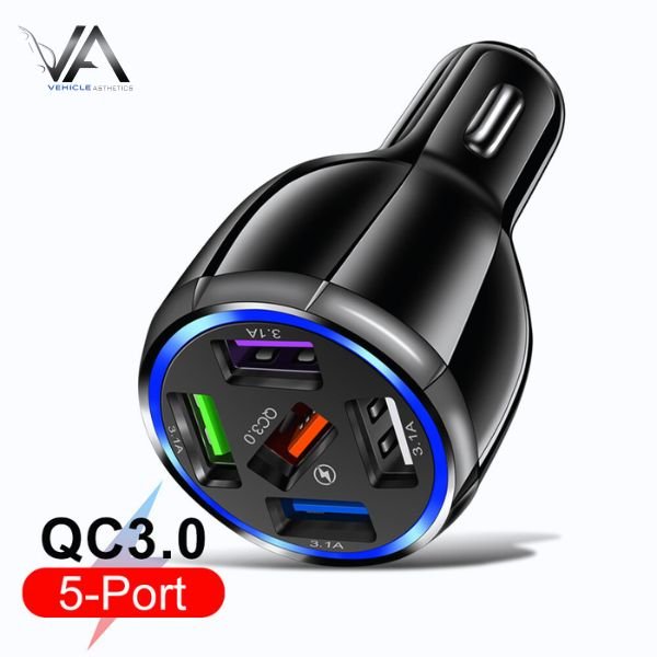 QC30 Car Mobile Phone 5usb Car Charger (7) USB Car Charger