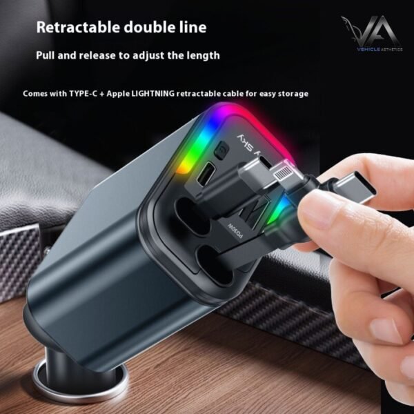 Starry Sky Car Charger 120W Mobile Phone Flexible Wire Car Usb Cigarette Lighter (5) 120W Fast Car Charger